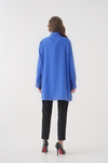 Oversized Long Sleeves Tie-Neck Tunic in Indigo