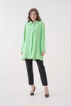 Oversized Long Sleeves Tie-Neck Tunic in Mint