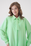 Oversized Long Sleeves Tie-Neck Tunic in Mint