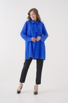 Oversized Long Sleeves Tie-Neck Tunic in Royal Blue