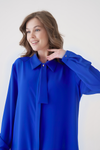 Oversized Long Sleeves Tie-Neck Tunic in Royal Blue