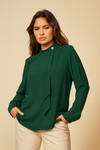 Oversized High Neck Top with Brooch Details
