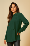 Oversized High Neck Top with Brooch Details
