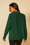 Oversized High Neck Top with Brooch Details