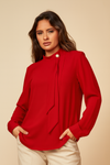 Oversized High Neck Top with Brooch Details