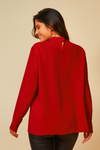 Oversized High Neck Top with Brooch Details