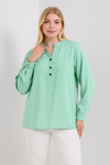 Oversized Long Sleeves Top with Button Details in Mint