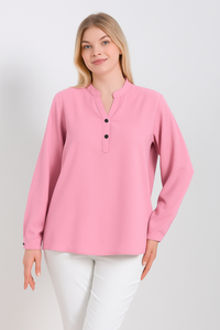 Oversized Long Sleeves Top with Button Details in Pink