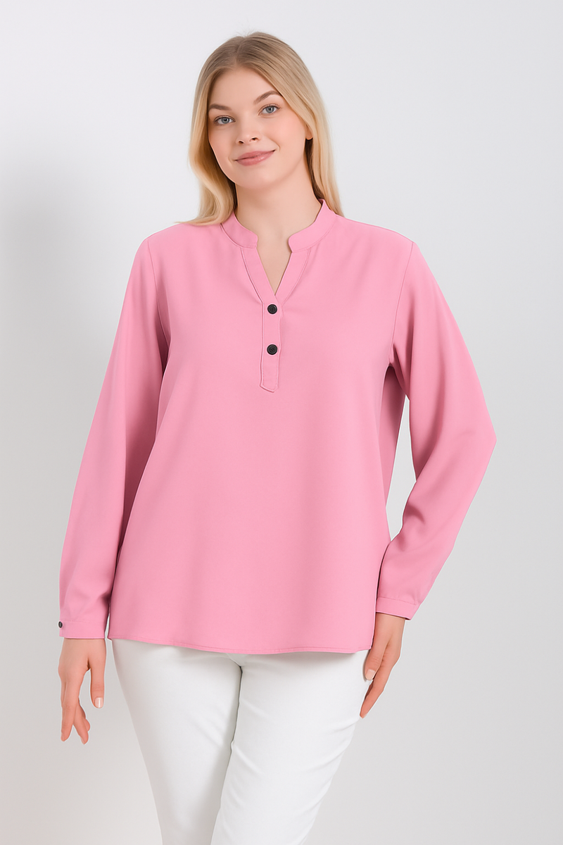 Oversized Long Sleeves Top with Button Details in Pink