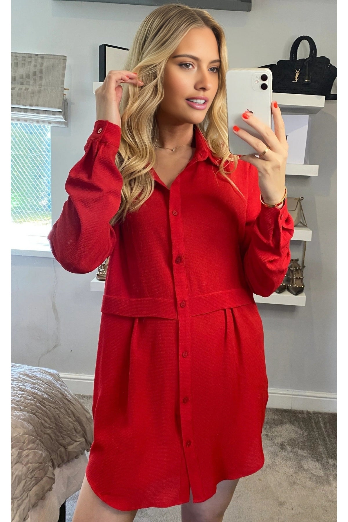Long Sleeves Oversized Shirt In Red