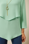 3/4 Sleeve Relaxed Layered Top With Necklace