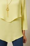 3/4 Sleeve Relaxed Layered Top With Necklace