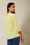 3/4 Sleeve Relaxed Layered Top With Necklace