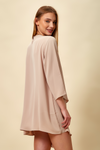 Oversized 3/4 Sleeve Layered Top in Beige