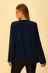 Oversized Asymmetric Top with Necklace in Navy