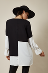 Relaxed Fit Colour Block Top In Black And White