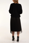 Relaxed Fit Layered Knit and Pleated Dress Set in Black