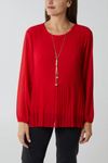 Oversized Long Sleeves Pleated Top in Red