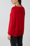 Oversized Long Sleeves Pleated Top in Red