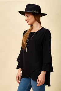 Oversized Black Blouse with Long Sleeves