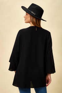 Oversized Black Blouse with Long Sleeves