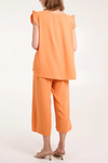 Frill Detailed Top & Wide Leg Trousers Co-Ord Set in Orange