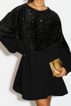 Long Sleeves Oversized Sweatshirt with Sequin in Black