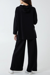 Hoodie & Straight Leg Trousers Loungewear Set in Black