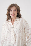 Relaxed Fit Long Sleeves Brooch and Print Detail Blouse