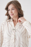 Relaxed Fit Long Sleeves Brooch and Print Detail Blouse