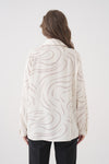 Relaxed Fit Long Sleeves Brooch and Print Detail Blouse