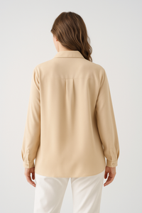 Relaxed Fit Long Sleeves Blouse in Beige