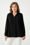 Relaxed Fit Long Sleeves Blouse in Black