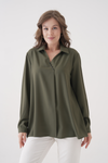 Relaxed Fit Long Sleeves Blouse in Khaki