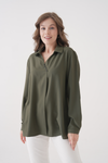 Relaxed Fit Long Sleeves Blouse in Khaki