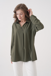 Relaxed Fit Long Sleeves Blouse in Khaki