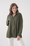 Relaxed Fit Long Sleeves Blouse in Khaki