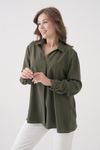 Relaxed Fit Long Sleeves Blouse in Khaki