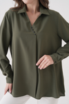 Relaxed Fit Long Sleeves Blouse in Khaki