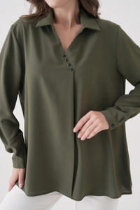 Relaxed Fit Long Sleeves Blouse in Khaki