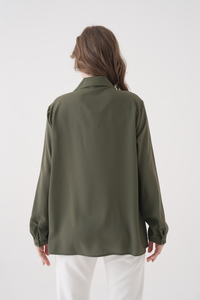 Relaxed Fit Long Sleeves Blouse in Khaki
