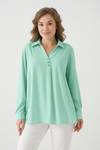 Relaxed Fit Long Sleeves Blouse in Mint