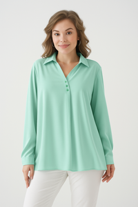 Relaxed Fit Long Sleeves Blouse in Mint