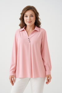Relaxed Fit Long Sleeves Blouse in Pink