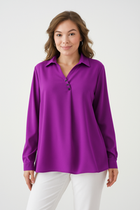 Relaxed Fit Long Sleeves Blouse in Purple