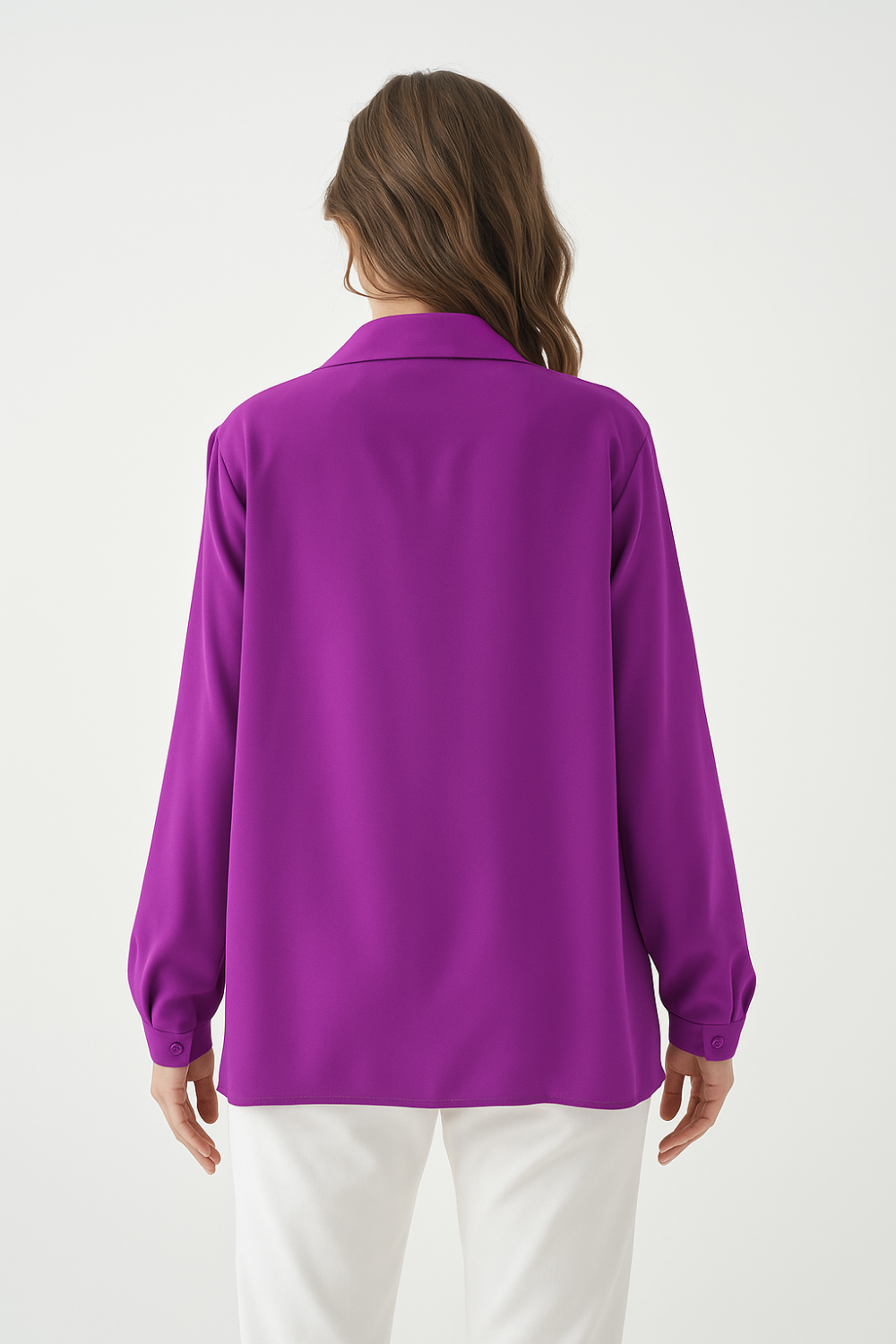 Relaxed Fit Long Sleeves Blouse in Purple