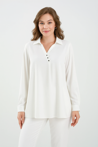 Relaxed Fit Long Sleeves Blouse in White