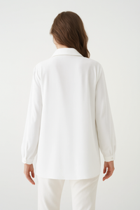Relaxed Fit Long Sleeves Blouse in White