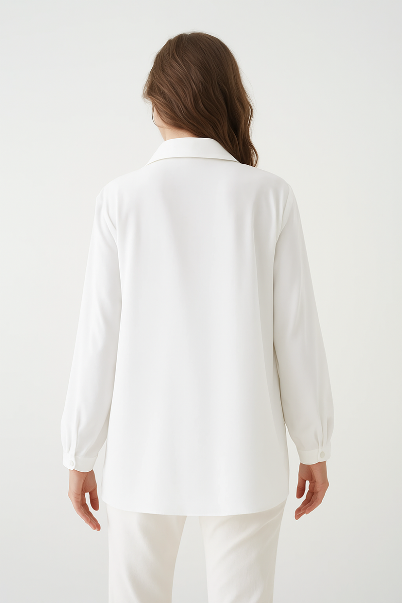 Relaxed Fit Long Sleeves Blouse in White