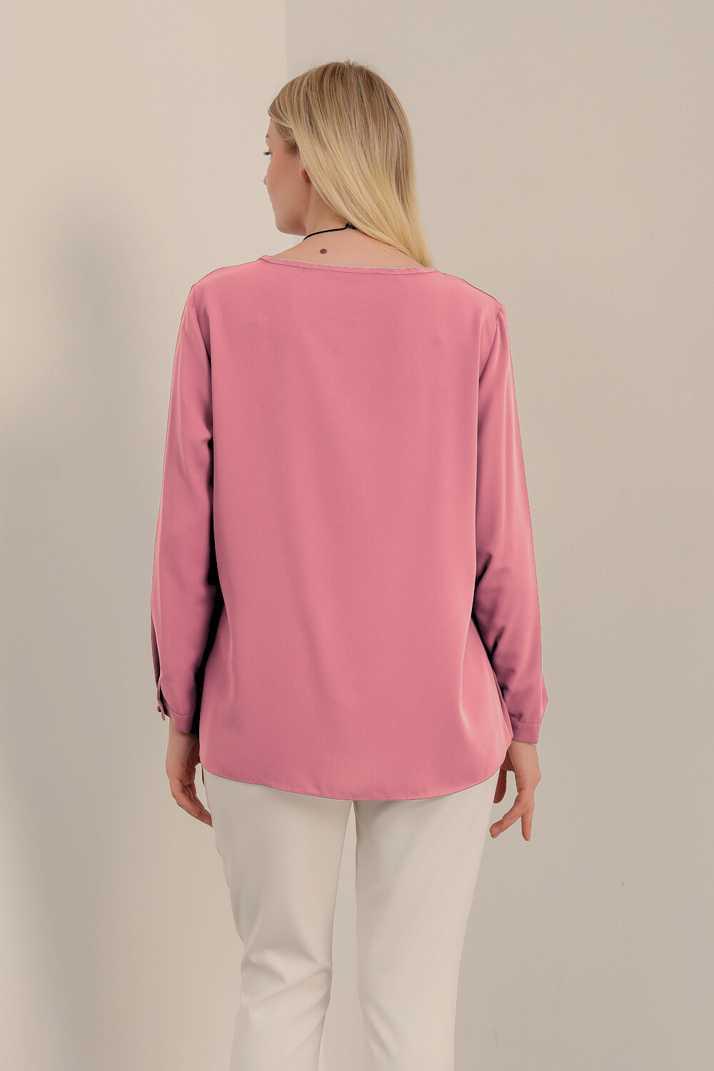 Oversized Long Sleeves Layered Blouse in Pink